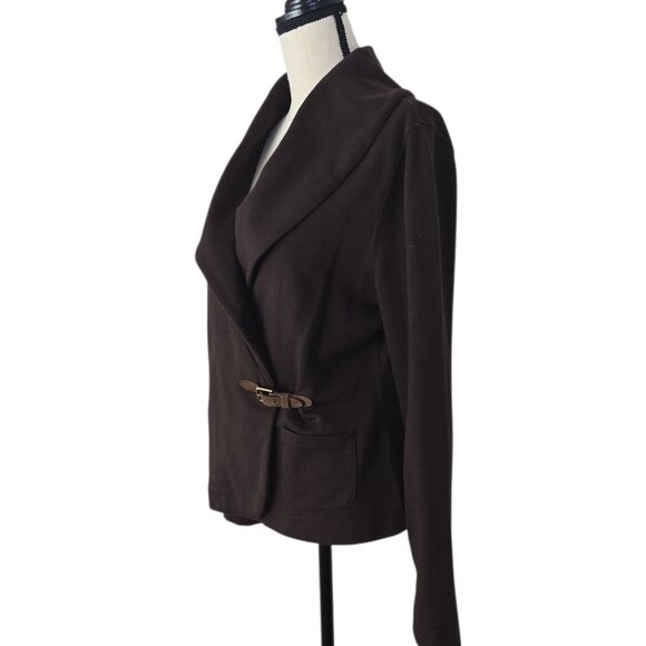 Ralph Lauren Chocolate Brown Cotton Knit Blazer Jacket M - Picture 3 of 7
